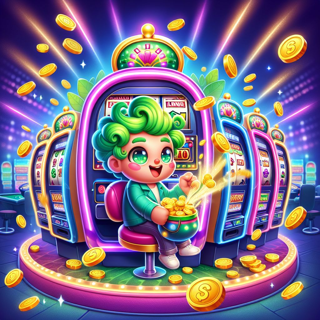 জ্বলজ্বল করা নিয়ন লাইট এবং কয়েন সহ lk444 স্লট মেশিন